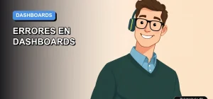 Ilustración vectorial plana de estilo Corporate Memphis de un trabajador masculino con camisa azul y suéter verde, mirando gráficos de datos. Fondo con gradiente suave azul y gris.