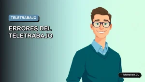 Ilustración vectorial plana de estilo Corporate Memphis de un trabajador remoto masculino en Chile, con fondo degradado azul, representando la Ley 21.220.