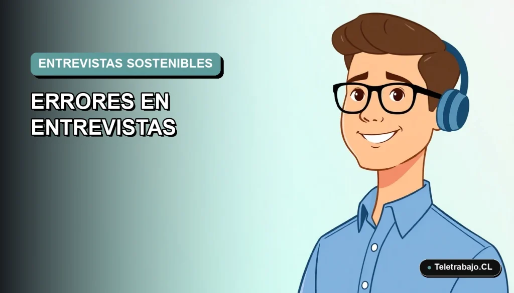 Ilustración plana corporativa de un trabajador masculino moderno con camisa azul, sobre un fondo degradado suave, representando una entrevista para un empleo sostenible.