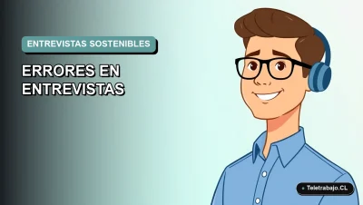 Ilustración plana corporativa de un trabajador masculino moderno con camisa azul, sobre un fondo degradado suave, representando una entrevista para un empleo sostenible.