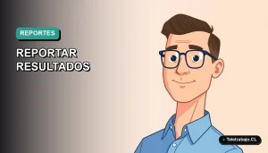 Ilustración vectorial plana corporativa de un trabajador masculino de teletrabajo con camisa azul, sobre fondo degradado verde azulado. Representa errores en reportes de trabajo remoto.