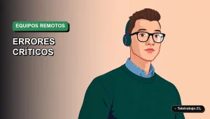 Ilustración vectorial plana de estilo premium que representa a un trabajador remoto masculino en Chile, con fondo degradado vacío, para artículo sobre gestión de equipos a distancia.