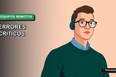 Ilustración vectorial plana de estilo premium que representa a un trabajador remoto masculino en Chile, con fondo degradado vacío, para artículo sobre gestión de equipos a distancia.