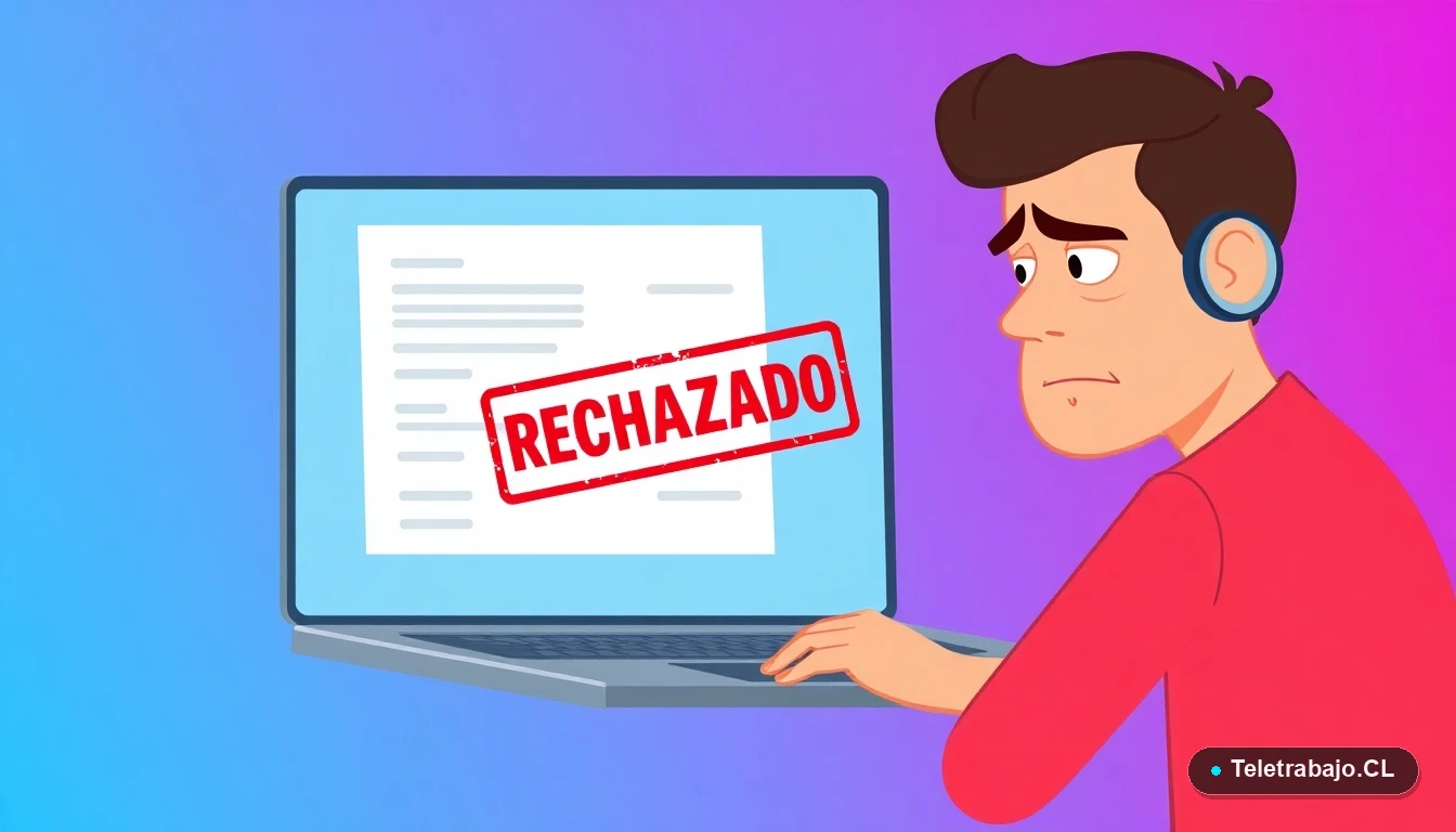 Persona frustrada viendo solicitud de subsidio rechazada en pantalla de computador - Errores comunes en postulación