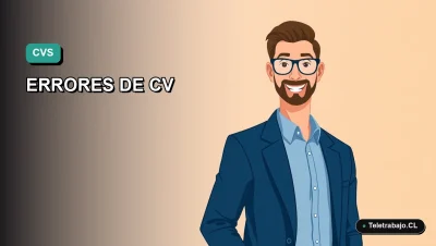 Ilustración plana corporativa de un trabajador profesional masculino con camisa azul, sobre fondo degradado verde azulado, representando el tema de errores en currículums y sistemas ATS en Chile.