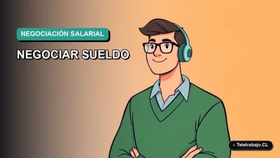 Ilustración vectorial plana estilo Corporate Memphis de un trabajador remoto masculino con suéter verde, sobre fondo degradado azul y verde, para artículo sobre errores al negociar salario en teletrabajo.