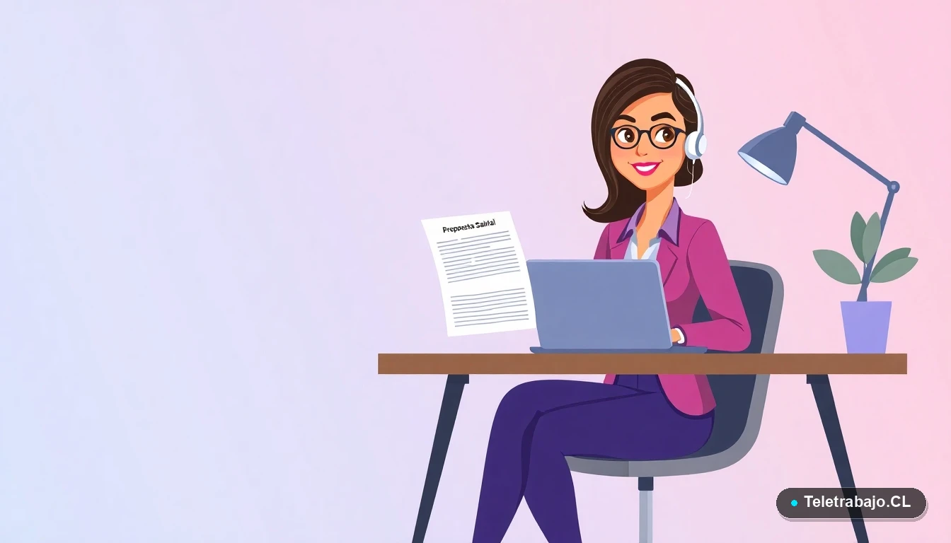Mujer profesional negociando su salario de teletrabajo desde su casa en Chile