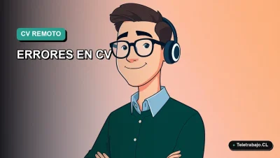 Ilustración vectorial plana y moderna de un trabajador remoto masculino en estilo Corporate Memphis, con fondo degradado azul verdoso, representando consejos profesionales para Chile.