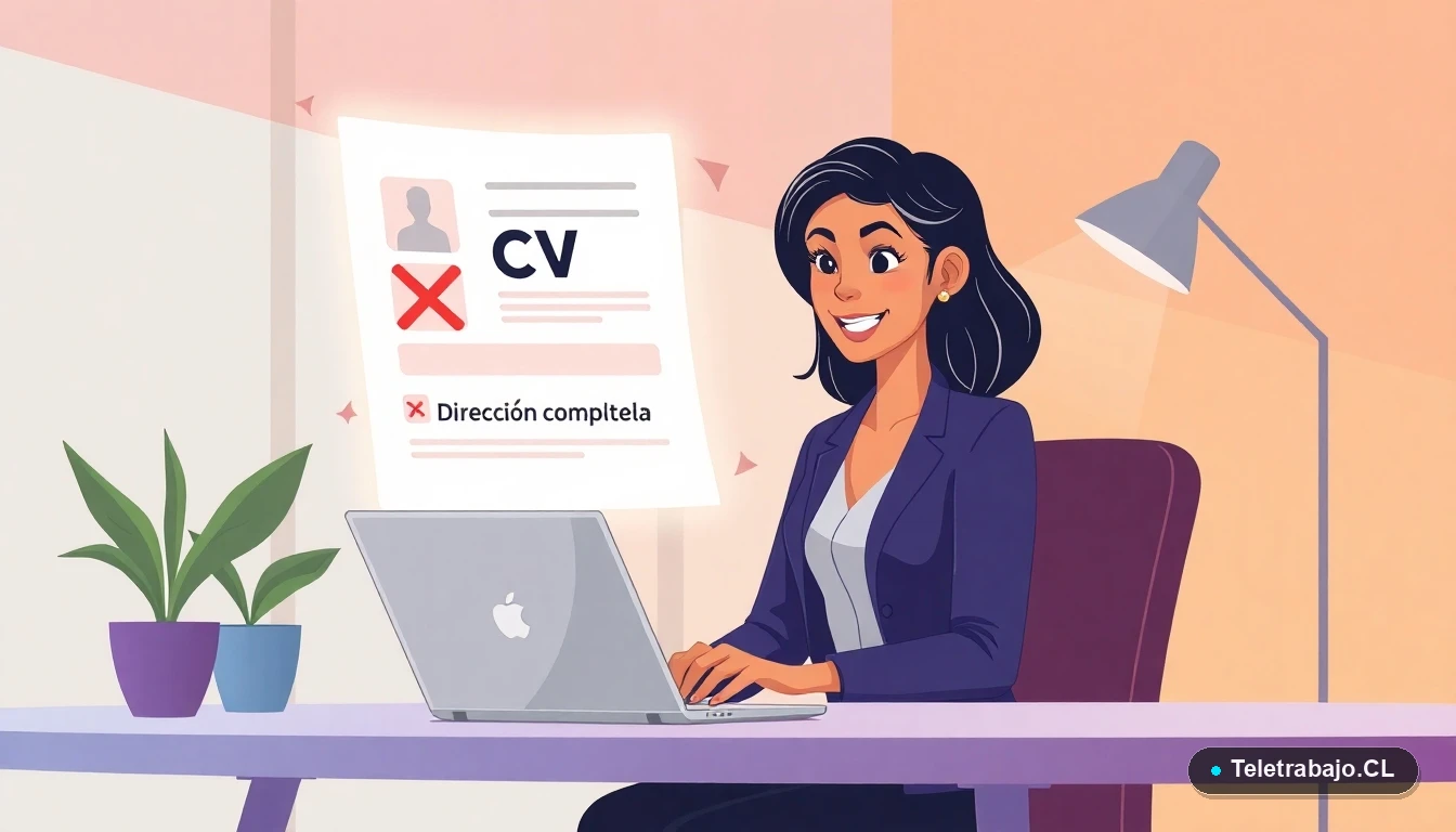 Mujer profesional revisando errores comunes en un CV para teletrabajo en Chile