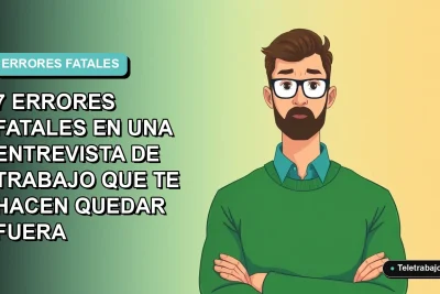 Ilustración vectorial plana de un trabajador masculino de tecnología con suéter verde, expresión de preocupación, sobre fondo degradado azul verdoso. Espacio negativo a la izquierda.