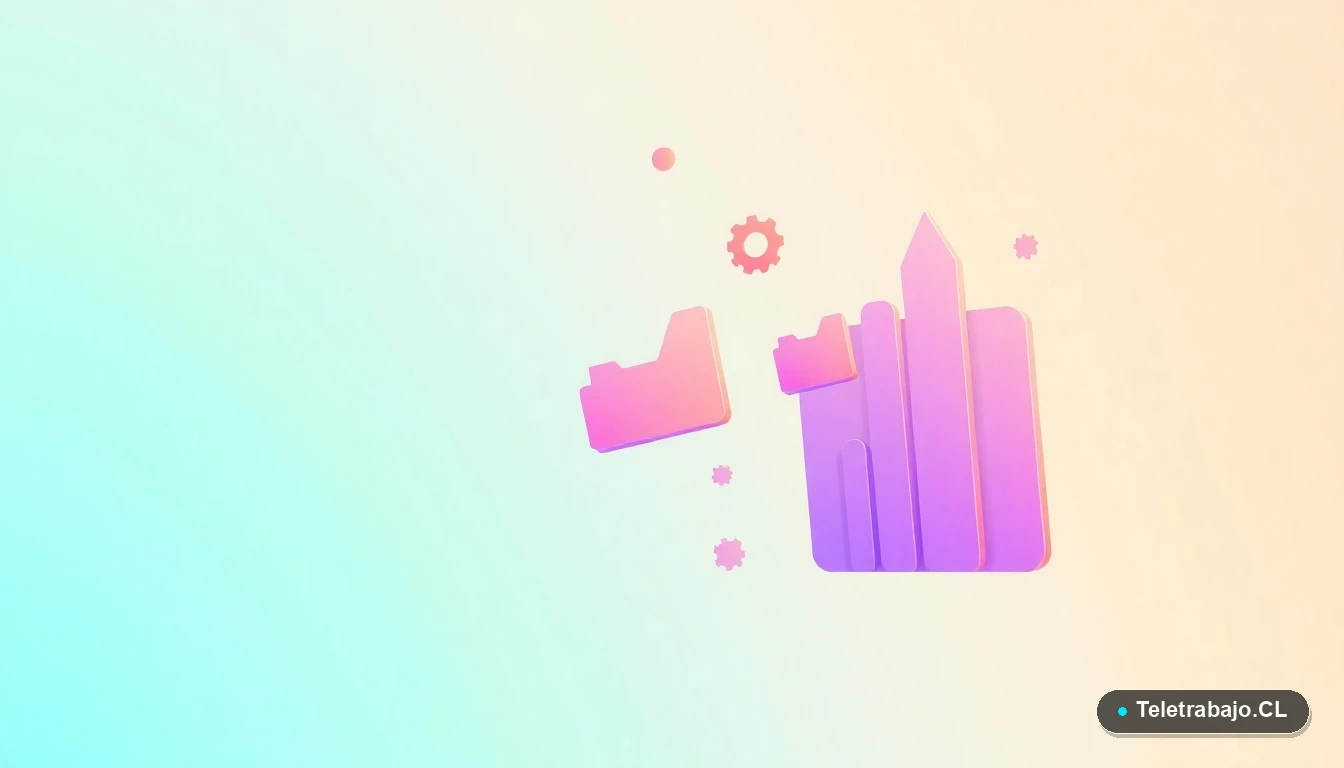 Elementos de interfaz de usuario abstractos y coloridos, como gráficos y engranajes flotantes, sobre fondo degradado verde menta, concepto de análisis y procesos.