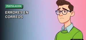 Ilustración vectorial plana de estilo Corporate Memphis de un trabajador profesional masculino con suéter verde, sobre un fondo degradado suave, representando errores comunes en postulaciones laborales en Chile.