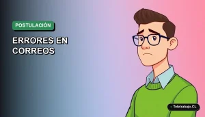 Ilustración vectorial plana de estilo Corporate Memphis de un trabajador profesional masculino con suéter verde, sobre un fondo degradado suave, representando errores comunes en postulaciones laborales en Chile.