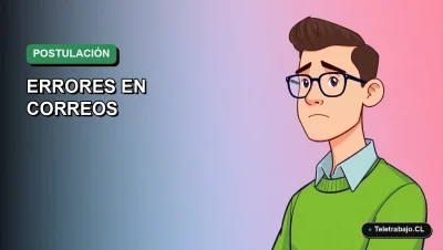 Ilustración vectorial plana de estilo Corporate Memphis de un trabajador profesional masculino con suéter verde, sobre un fondo degradado suave, representando errores comunes en postulaciones laborales en Chile.