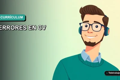 Ilustración vectorial plana de estilo premium que representa a un trabajador remoto moderno en Chile, con un fondo de gradiente suave, para un artículo sobre errores comunes en currículums para teletrabajo.