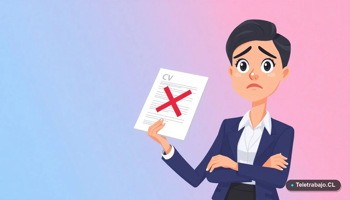 Profesional chilena revisando un CV con errores para teletrabajo