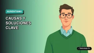 Ilustración vectorial plana estilo Corporate Memphis de un trabajador masculino de teletrabajo con suéter verde, sobre un fondo degradado suave de color teal. Espacio negativo a la izquierda.