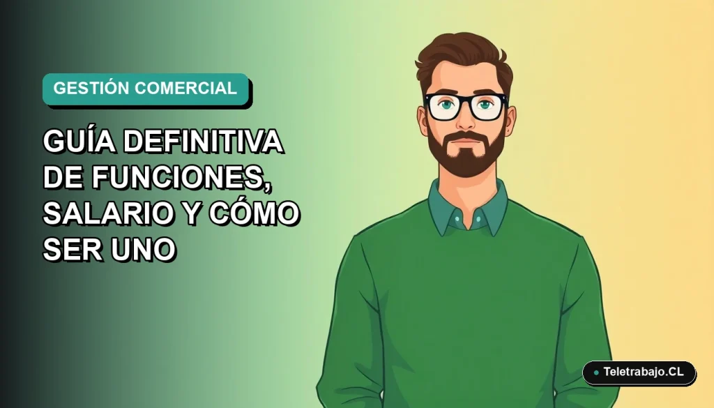 Ilustración vectorial plana de un Account Manager hombre trabajando de forma remota en Chile, con fondo degradado azul verdoso.