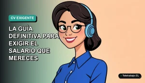 Ilustración vectorial plana de una mujer profesional del rubro tecnológico con blusa azul, sonriendo, sobre un fondo degradado verde azulado. Espacio negativo a la izquierda.