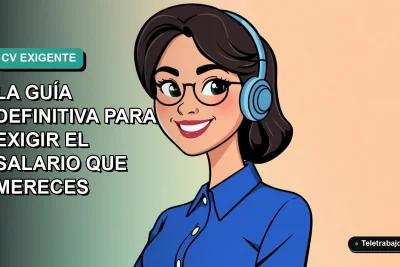 Ilustración vectorial plana de una mujer profesional del rubro tecnológico con blusa azul, sonriendo, sobre un fondo degradado verde azulado. Espacio negativo a la izquierda.