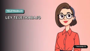 Ilustración vectorial plana moderna de una mujer profesional trabajando desde casa, representando la actualización de la Ley de Teletrabajo en Chile para el año 2026. Fondo con gradiente suave.