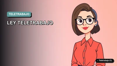 Ilustración vectorial plana moderna de una mujer profesional trabajando desde casa, representando la actualización de la Ley de Teletrabajo en Chile para el año 2026. Fondo con gradiente suave.