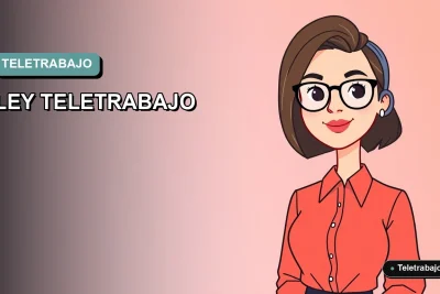 Ilustración vectorial plana moderna de una mujer profesional trabajando desde casa, representando la actualización de la Ley de Teletrabajo en Chile para el año 2026. Fondo con gradiente suave.