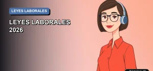 Ilustración plana corporativa de una mujer profesional latina, con fondo degradado azul, representando las nuevas leyes laborales chilenas y la actualización del perfil profesional.