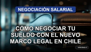 Guía visual para negociar el sueldo en Chile bajo el nuevo marco legal del 2026, representado por elementos corporativos de lujo.