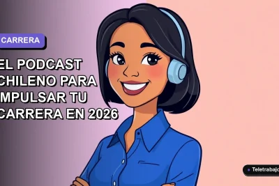 Ilustración plana corporativa de una mujer profesional chilena sonriendo, con blusa azul y corte bob, sobre fondo degradado lavanda. Representa el podcast Adecco Talks para el desarrollo profesional.