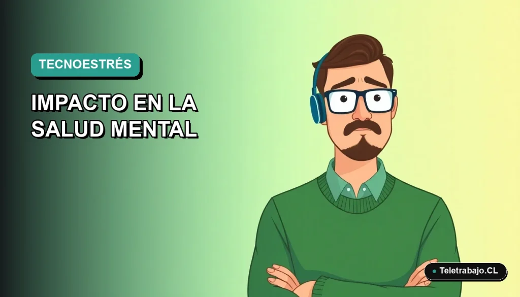 Ilustración plana vectorial de un trabajador masculino con expresión de agotamiento, sobre un fondo degradado verde azulado. Espacio negativo a la izquierda.