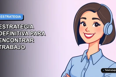 Ilustración plana de mujer profesional con blusa azul y corte bob, sonriendo, sobre fondo degradado azul y lila, representando estrategia de búsqueda laboral.