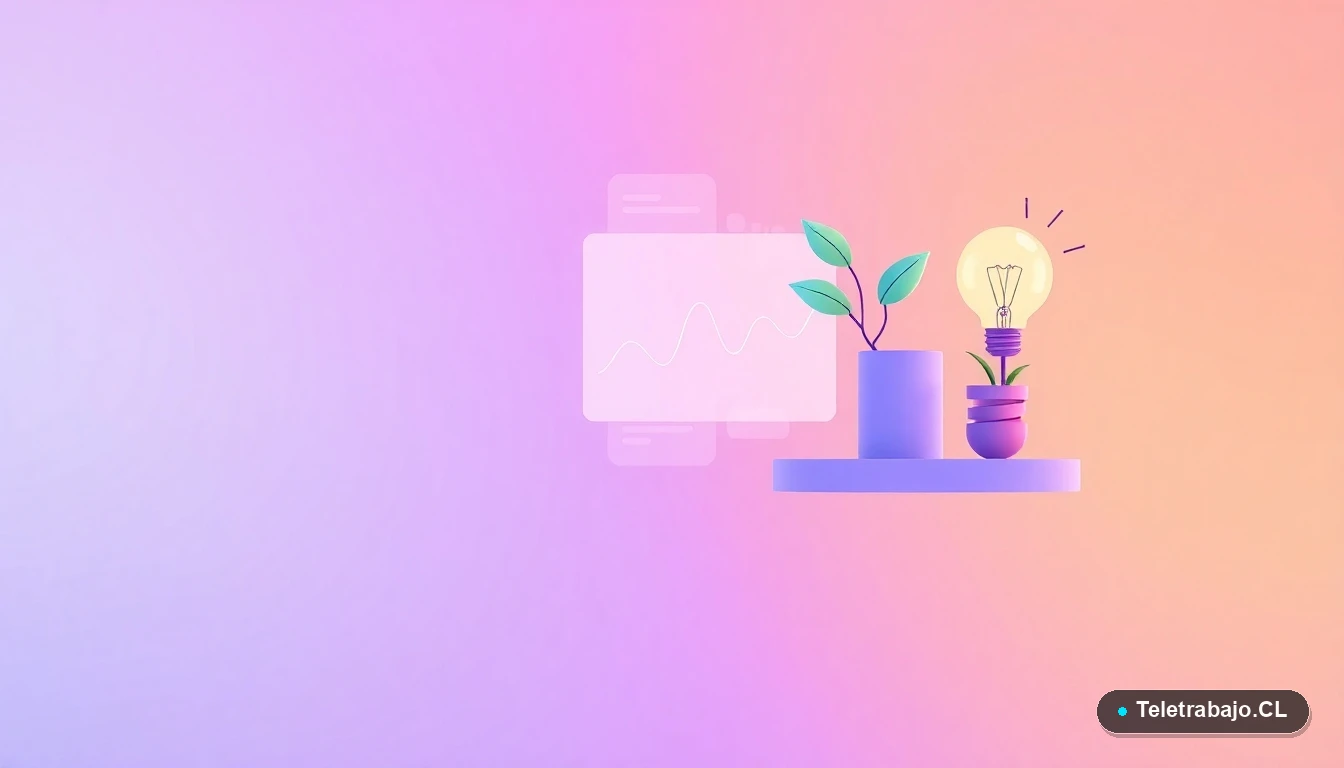 Interfaz de usuario abstracta con gráficos y icono de ahorro energético, ilustración plana con fondo degradado lila y durazno.