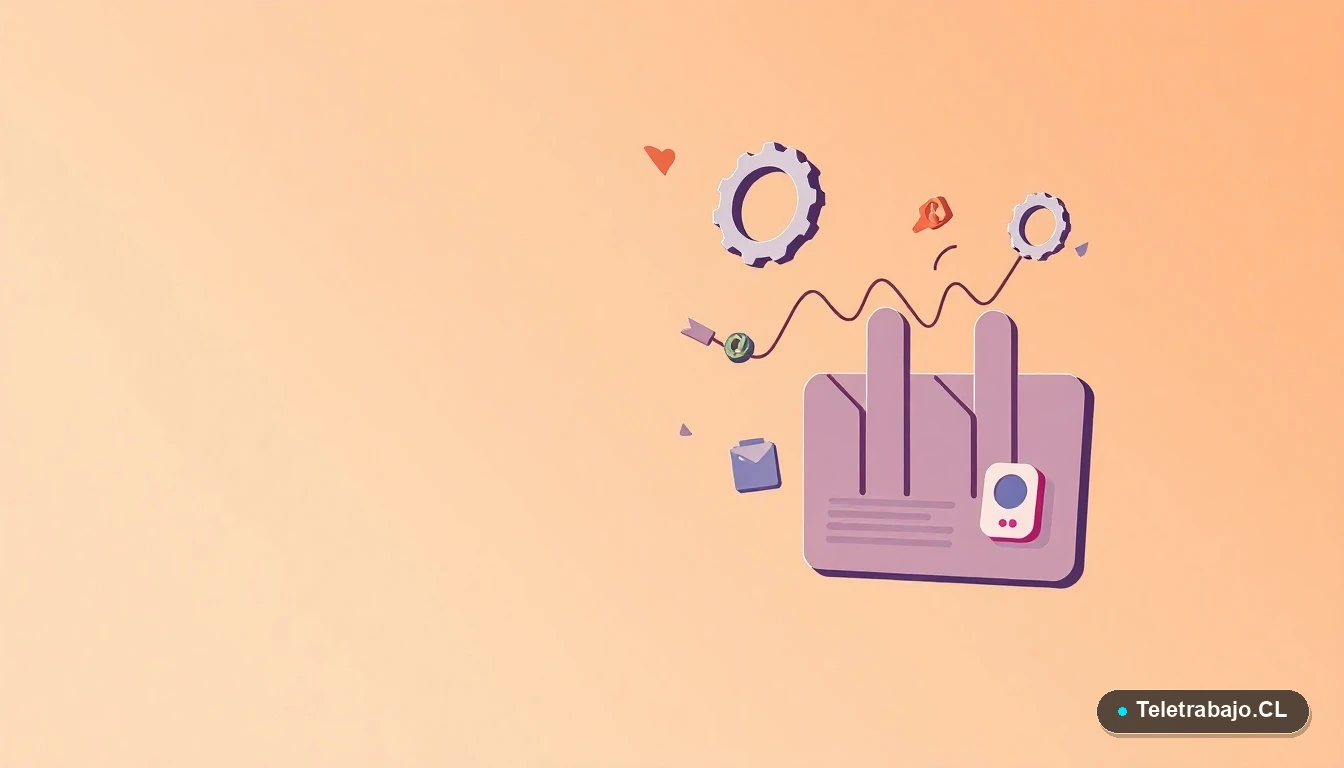 Ilustración abstracta de interfaz de usuario con gráficos en caída y engranajes rotos, sobre fondo degradado melocotón, simbolizando métricas negativas y procesos disfuncionales en una empresa.