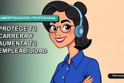 Ilustración vectorial plana de una mujer profesional chilena sonriente, con blusa azul y corte de pelo moderno, sobre fondo degradado suave verde azulado. Concepto de empleabilidad y protección de carrera para 2026.