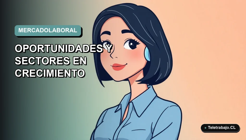 Ilustración vectorial plana estilo Corporate Memphis de una mujer profesional chilena con blusa azul y corte bob, representando el análisis del mercado laboral 2026, sobre fondo degradado de color teal.