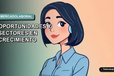 Ilustración vectorial plana estilo Corporate Memphis de una mujer profesional chilena con blusa azul y corte bob, representando el análisis del mercado laboral 2026, sobre fondo degradado de color teal.