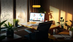 Análisis del mercado laboral español 2026 mostrando el impacto del teletrabajo y los ERTE en una oficina moderna en casa.