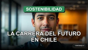 Analista de Soluciones Sostenibles trabajando en una oficina moderna en Santiago de Chile