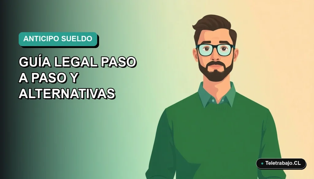 Guía legal paso a paso para solicitar un anticipo de sueldo en Chile, ilustración plana corporativa de trabajador.
