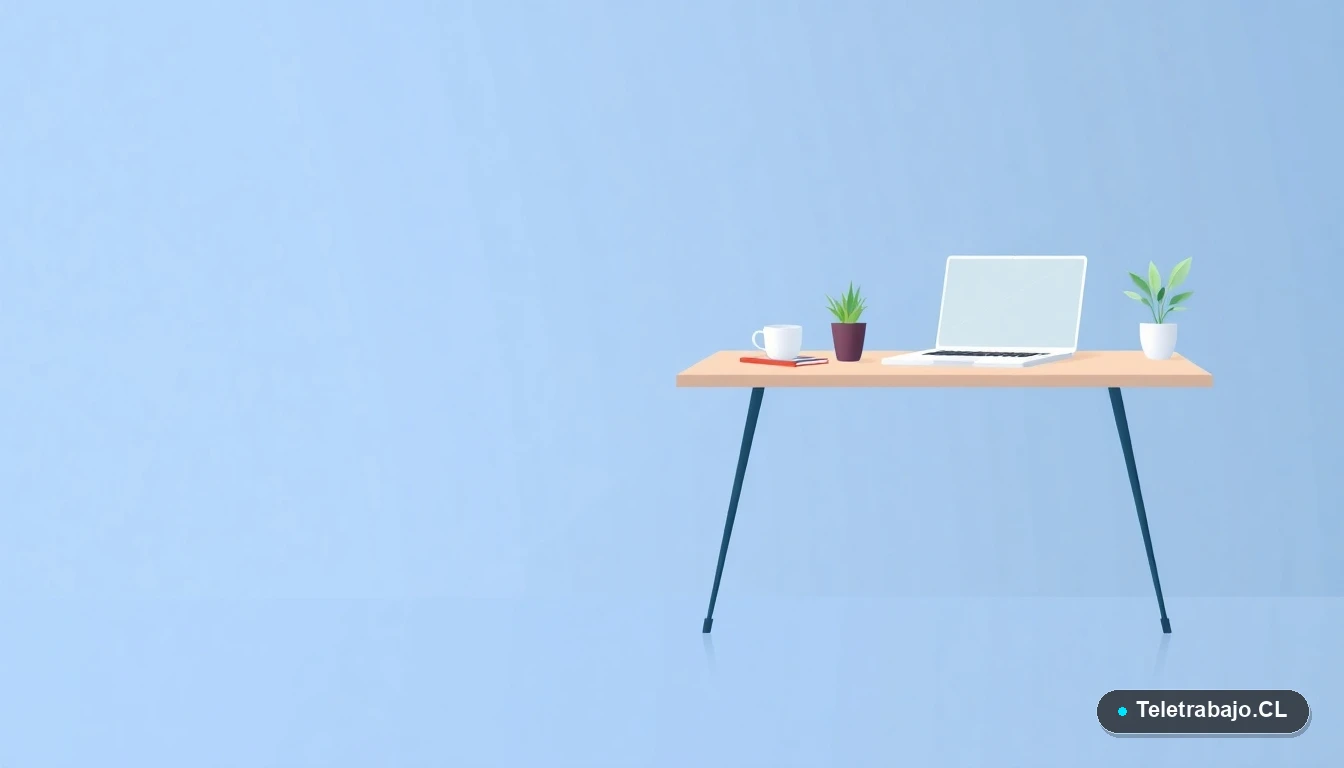 Escritorio moderno con laptop y elementos de trabajo para gestionar finanzas personales y anticipo de sueldo.