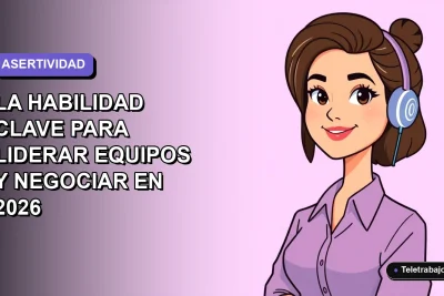 Ilustración vectorial plana de una mujer profesional chilena con expresión asertiva, sobre un fondo degradado lavanda y azul. Representa el liderazgo y la negociación en el entorno laboral moderno.
