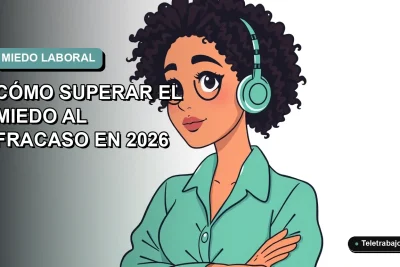 Ilustración plana corporativa de una mujer profesional de teletrabajo con expresión pensativa, sobre fondo degradado suave teal y blanco.