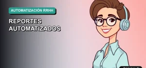 Ilustración vectorial plana premium de una profesional chilena de RRHH sonriendo, con un fondo degradado de color verde azulado, representando la automatización de reportes con Power Query.