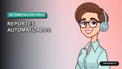Ilustración vectorial plana premium de una profesional chilena de RRHH sonriendo, con un fondo degradado de color verde azulado, representando la automatización de reportes con Power Query.