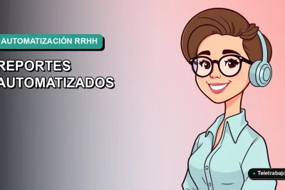 Ilustración vectorial plana premium de una profesional chilena de RRHH sonriendo, con un fondo degradado de color verde azulado, representando la automatización de reportes con Power Query.
