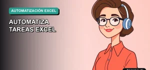 Ilustración vectorial plana estilo Corporate Memphis de una mujer profesional trabajando de forma remota junto a una plantilla de Excel, sobre un fondo degradado suave.