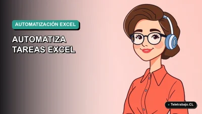 Ilustración vectorial plana estilo Corporate Memphis de una mujer profesional trabajando de forma remota junto a una plantilla de Excel, sobre un fondo degradado suave.