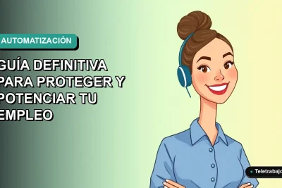 Ilustración vectorial plana de una mujer profesional chilena con blusa azul y pelo recogido, sonriendo con confianza. Fondo con gradiente suave de azul a verde menta, espacio negativo a la izquierda. Concepto de futuro laboral y automatización 2026.