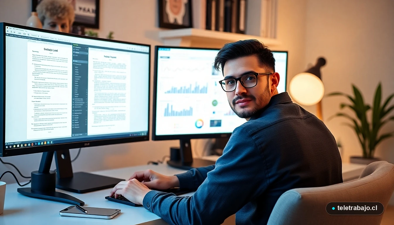 Autónomo digital trabajando desde casa en Chile, gestionando aspectos legales y estrategias de negocio online